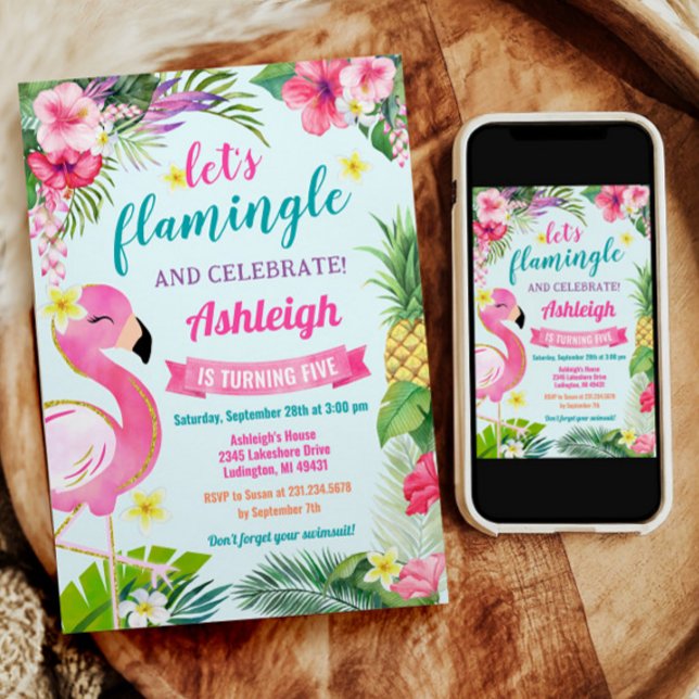 Tropischer Sommer 5. Geburtstag Einladung (Tropical Summer 5th Birthday Invitation)