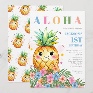 Tropischer Sommer Ananas Aloha 1. Geburtstagsfeier Einladung