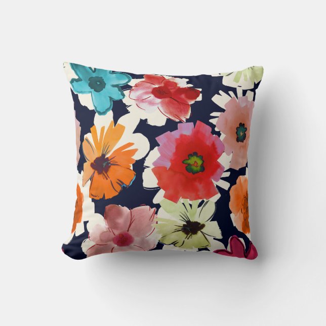 Tropischer Sommer | Farbenfrohe Blumenmuster Kissen (Vorderseite)