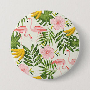 Tropischer Sommer-Flamingo-runder Knopf Button