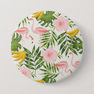 Tropischer Sommer-Flamingo-runder Knopf Button