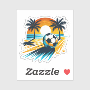 Tropischer Sommer Fußball Retro Beach Soccer Sonne Aufkleber
