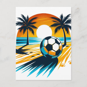 Tropischer Sommer Fußball Retro Beach Soccer Sonne Feiertagspostkarte