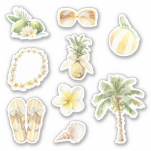 Tropischer Sommer Lei-Palme Ananas Plumeria Aufkleber