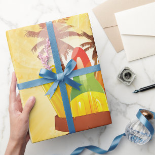 Tropischer Sommer Lutscher und Palmen Geschenkpapier