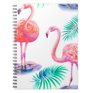 Tropischer Sommer mit Flamingos-Blätter und Exo Notizblock