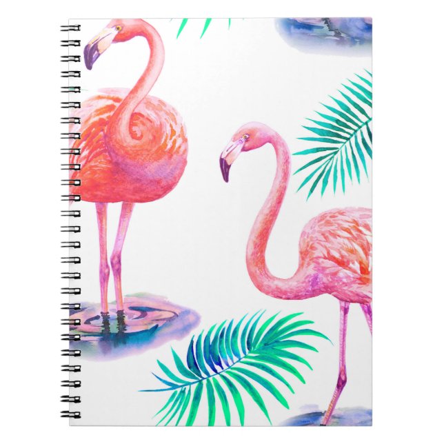 Tropischer Sommer mit Flamingos-Blätter und Exo Notizblock (Vorderseite)