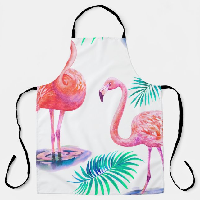 Tropischer Sommer mit Flamingos-Blätter und Exo Schürze (Vorderseite)