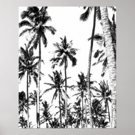 Tropischer Sommer mit schwarz-weißer Palme Poster