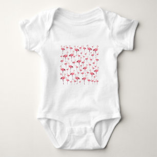 Tropischer Sommer Pink Flamingo Muster Baby Strampler