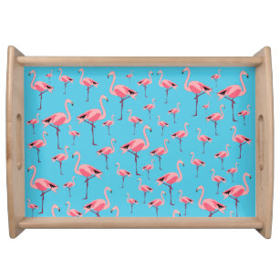 Tropischer Sommer Pink Flamingo Muster Serviertablett