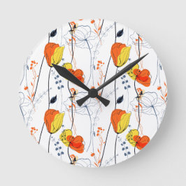 Tropischer Sommer | Schöne gelbe Blumen Design Runde Wanduhr