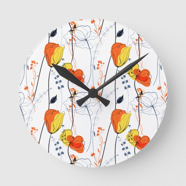 Tropischer Sommer | Schöne gelbe Blumen Design Runde Wanduhr (Vorderseite)