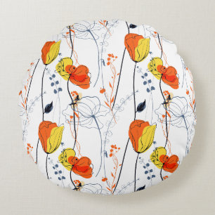 Tropischer Sommer Schöne gelbe Blumen Design Rundes Kissen