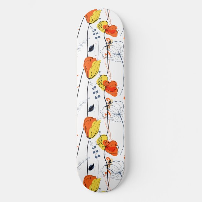 Tropischer Sommer | Schöne gelbe Blumen Design Skateboard (Vorderseite)