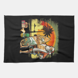 Tropischer Sommer Surfing Santa Claus 6er-Pack Chr Geschirrtuch