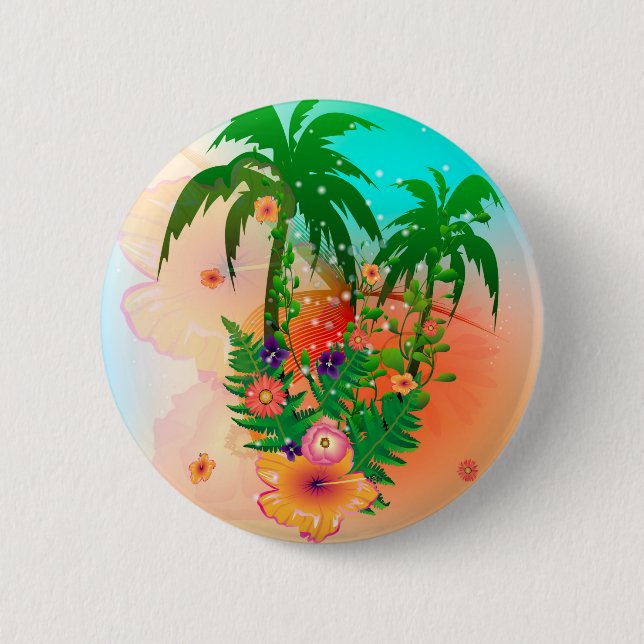 Tropischer Sommerentwurf Button (Vorderseite)