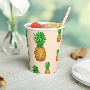 TROPISCHER SOMMERFRÜCHTE Ananas Slice trendy Patt Pappbecher