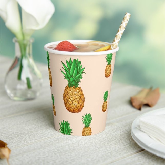 TROPISCHER SOMMERFRÜCHTE Ananas Slice trendy Patt Pappbecher (In Situ)