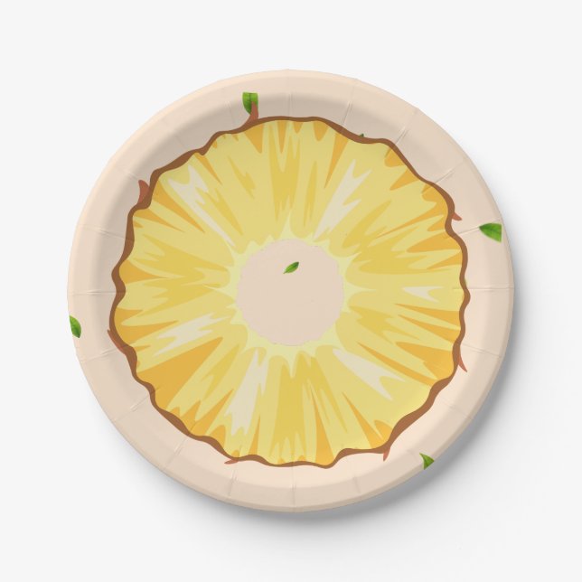 TROPISCHER SOMMERFRÜCHTE Ananas Slice trendy Patt Pappteller (Vorderseite)