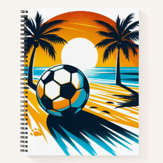 Tropischer Sommerfußball Retro-Strandfußball Sonne Notizbuch
