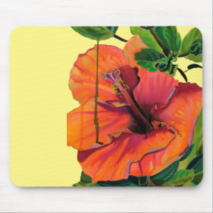 Tropischer Sommerorange-Hibiskus Mousepad