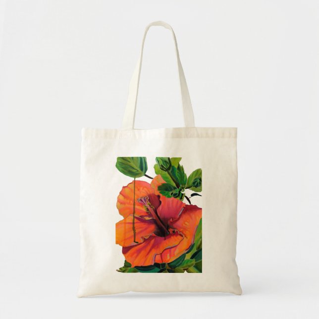 Tropischer Sommerorange-Hibiskus Tragetasche (Vorne)