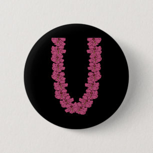 Tropischer Sommerurlaub Hawaiianische Blumenkette Button