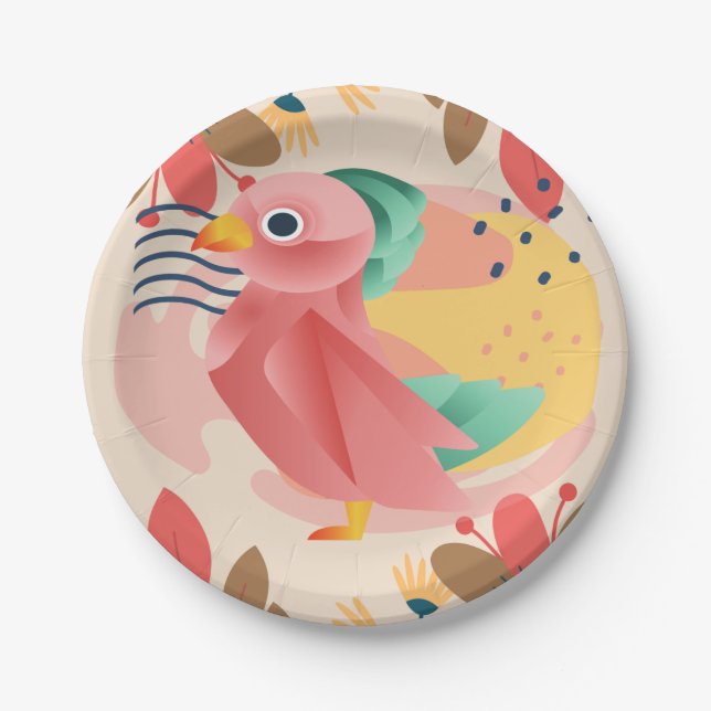 Tropischer Songbird im Paradies Pappteller (Vorderseite)