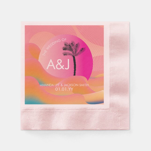 Tropischer Sonnenaufgang Fett rosa Orangefarbene w Serviette (Vorderseite)