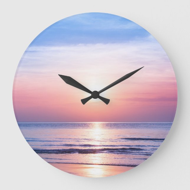 Tropischer Sonnenaufgang: Meer, Himmel, Ruhe Große Wanduhr (Vorderseite)