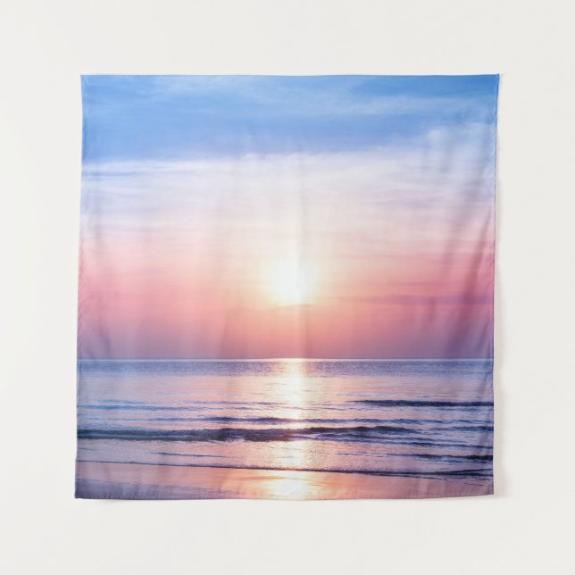 Tropischer Sonnenaufgang: Meer, Himmel, Ruhe Wandteppich (Vorderseite)
