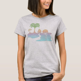 Tropischer Sonnenaufgang mit Segelboot-T - Shirt