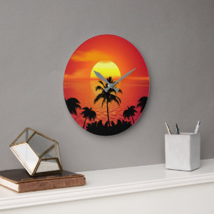 TROPISCHER SONNENSCHLAG GROßE WANDUHR