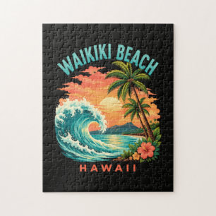Tropischer Sonnenuntergang am Waikiki-Strand Hawai