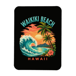 Tropischer Sonnenuntergang am Waikiki-Strand Hawai Magnet