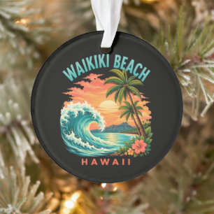 Tropischer Sonnenuntergang am Waikiki-Strand Hawai Ornament