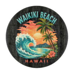 Tropischer Sonnenuntergang am Waikiki-Strand Hawai Schneidebrett