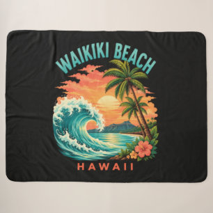 Tropischer Sonnenuntergang am Waikiki-Strand Hawai Sherpadecke