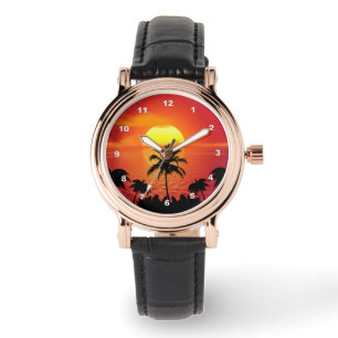 Tropischer Sonnenuntergang Armbanduhr