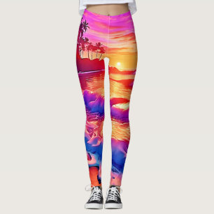 Tropischer Sonnenuntergang: Beach Glow Art Leggings