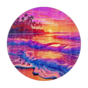 Tropischer Sonnenuntergang: Beach Glow Art Schneidebrett