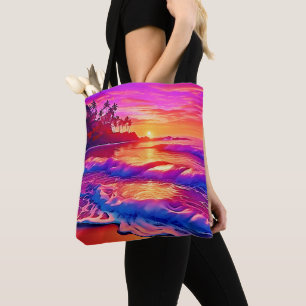 Tropischer Sonnenuntergang: Beach Glow Art Tasche