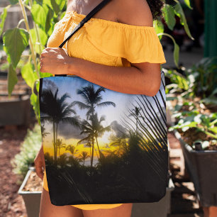 Tropischer Sonnenuntergang Drucktasche Tasche