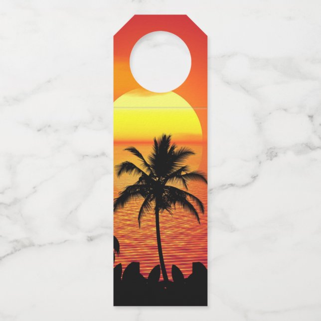 Tropischer Sonnenuntergang Flaschenanhänger (Vorderseite)