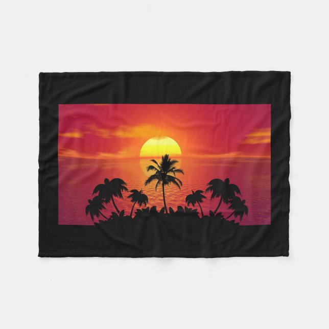 Tropischer Sonnenuntergang Fleecedecke (Vorderseite (Horizontal))