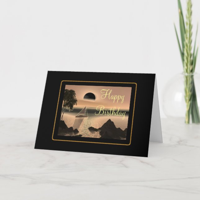Tropischer Sonnenuntergang Geburtstagskarte Karte (Vorderseite)