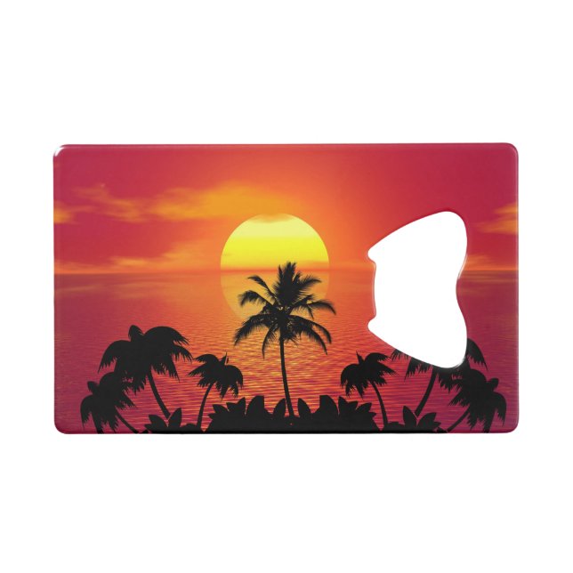 Tropischer Sonnenuntergang Geldbeutel Flaschenöffner (Vorderseite (Horizontal))