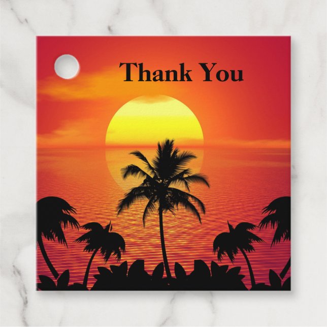 Tropischer Sonnenuntergang Geschenkanhänger (Vorderseite)