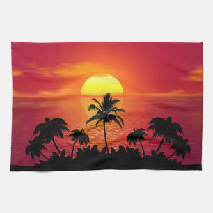 Tropischer Sonnenuntergang Geschirrtuch